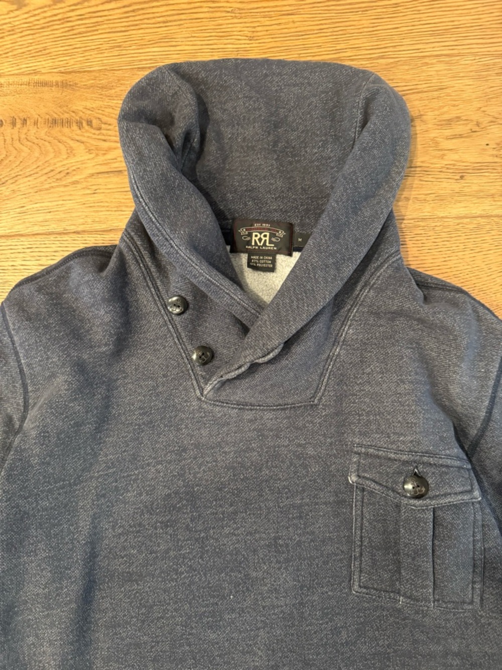Double RL RRL shawl-collared sweatshirt - Picture 3 of 4